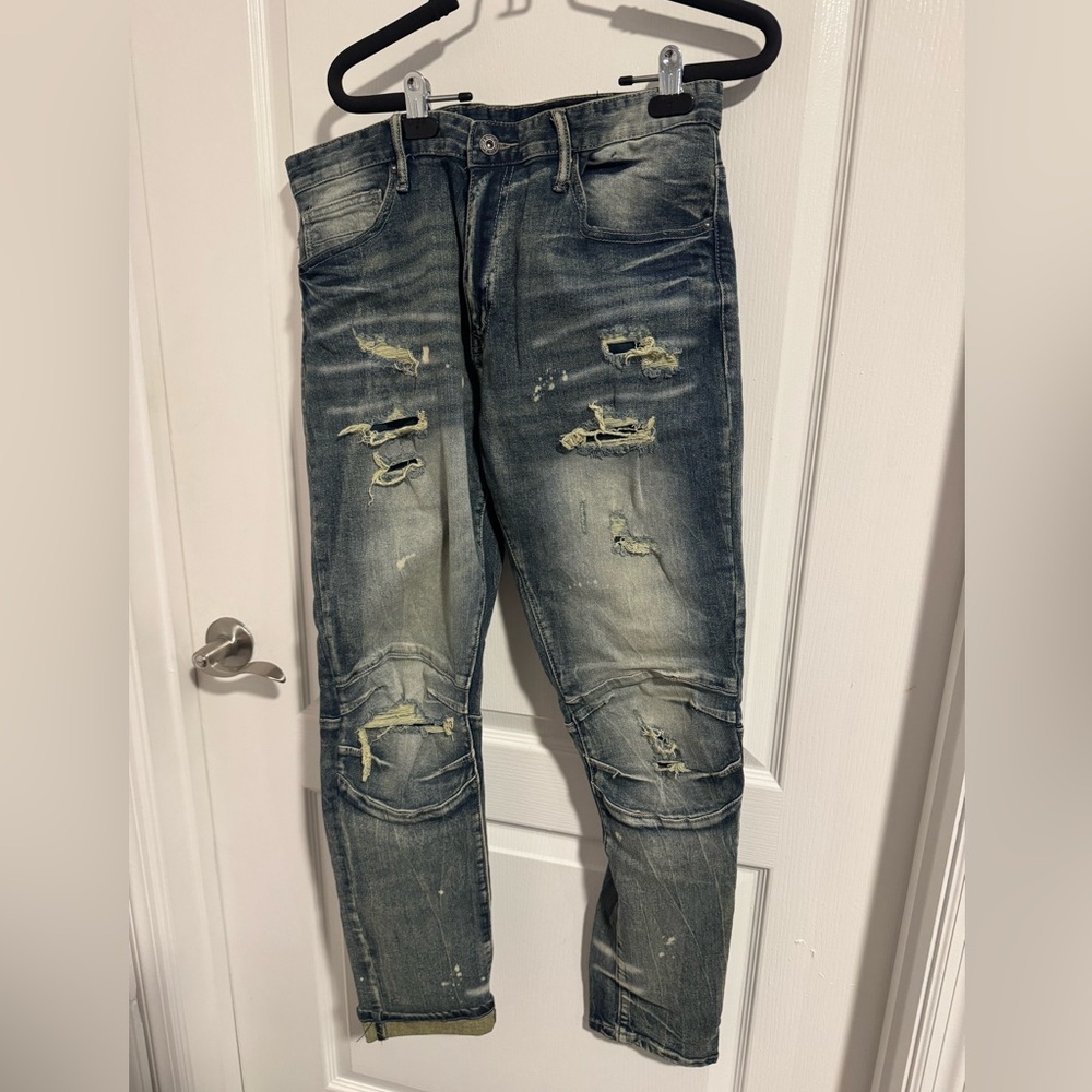 Distressed Blue Jeans